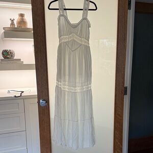 Elegant White Lace Trim Frankie’s Bikinis Maxi Dress